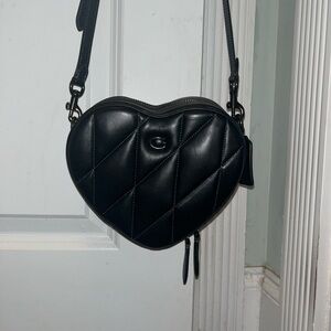 Coach Heart-Shaped Black Quilted Leather Bag